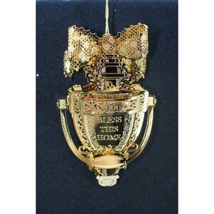 Danbury Mint Bless This Home Gold Hanging Ornament With Bow 2006 Edition